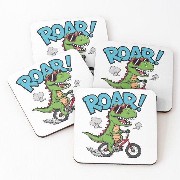 Item preview, Cool T-Rex Dinosaur Riding a Bicycle Roar designed and sold by blackBubble1.