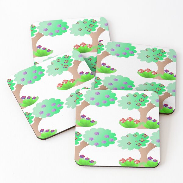 Item preview, Cute Cartoon Tree with Flowers and Garden Plants Vector Illustration Set designed and sold by Ei-Ei.