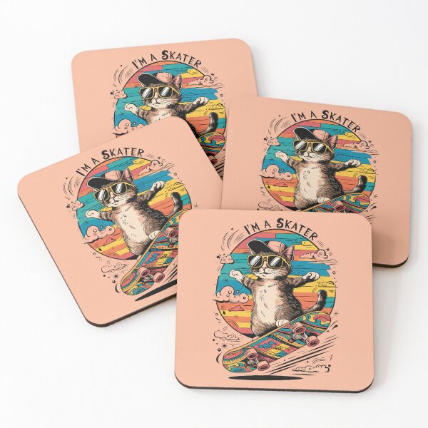 Item preview, Retro Skater Cat Vintage Design designed and sold by blackBubble1.