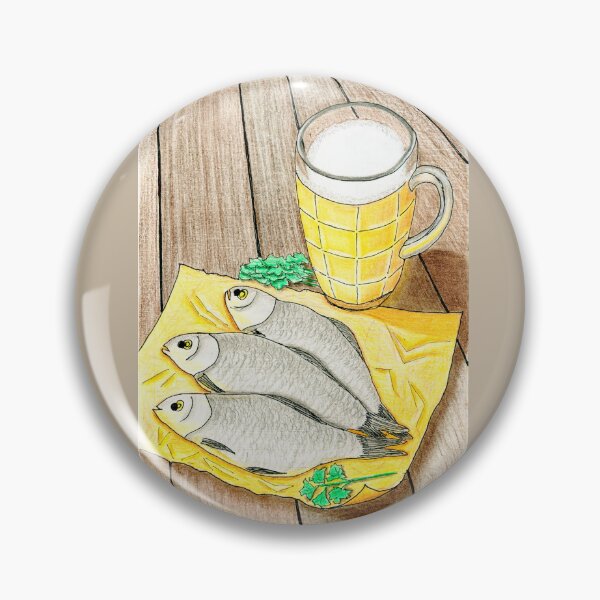 Item preview, Beer and Dried Fish Watercolor - Traditional Pub Snack Illustration designed and sold by Ihor Ivanov.
