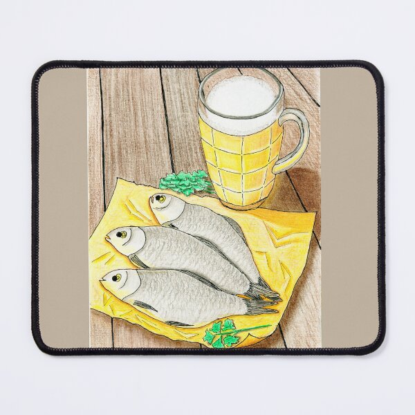 Item preview, Beer and Dried Fish Watercolor - Traditional Pub Snack Illustration designed and sold by Ihor Ivanov.
