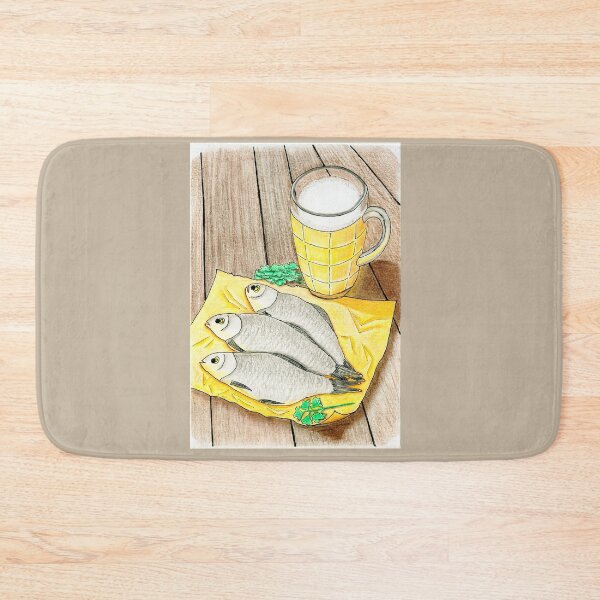 Item preview, Beer and Dried Fish Watercolor - Traditional Pub Snack Illustration designed and sold by Ihor Ivanov.