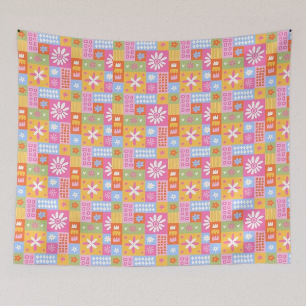 Item preview, Groovy Patchwork Retro Daisies - Cute Preppy Flower Pattern designed and sold by nora8820.