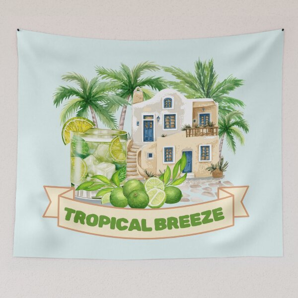 Item preview, Tropical Breeze Watercolor Mediterranean Vacation & Mojito designed and sold by SilverSeaBKK.