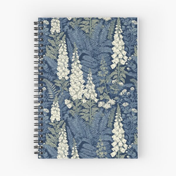 Item preview, Ferns & Foxgloves — Victorian Indigo Botanical Art | Navy Blue Woodland Arts & Crafts Design designed and sold by BestVarieties.