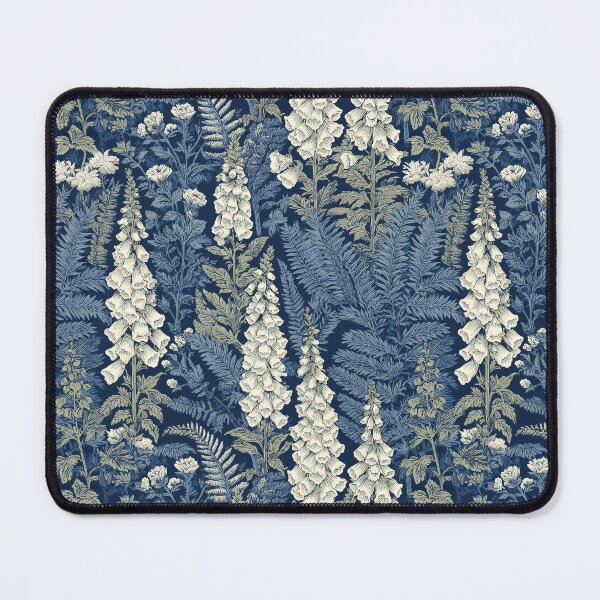 Item preview, Ferns & Foxgloves — Victorian Indigo Botanical Art | Navy Blue Woodland Arts & Crafts Design designed and sold by BestVarieties.