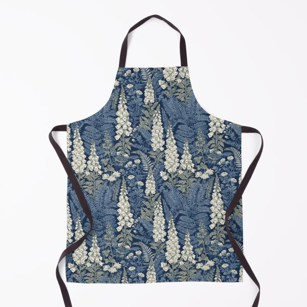 Item preview, Ferns & Foxgloves — Victorian Indigo Botanical Art | Navy Blue Woodland Arts & Crafts Design designed and sold by BestVarieties.
