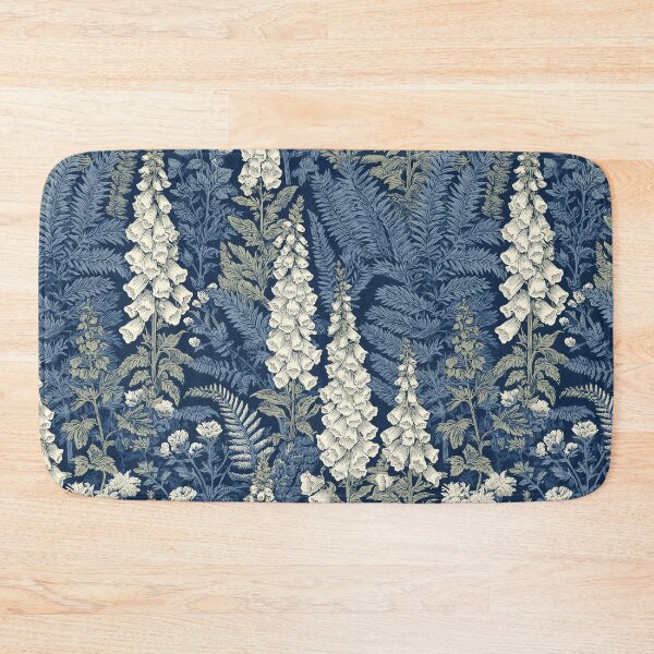 Item preview, Ferns & Foxgloves — Victorian Indigo Botanical Art | Navy Blue Woodland Arts & Crafts Design designed and sold by BestVarieties.