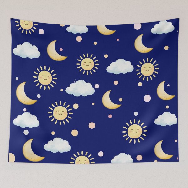 Item preview, Cute Sun Moon Cloud Seamless Pattern designed and sold by Abdesalem Gueboudj.
