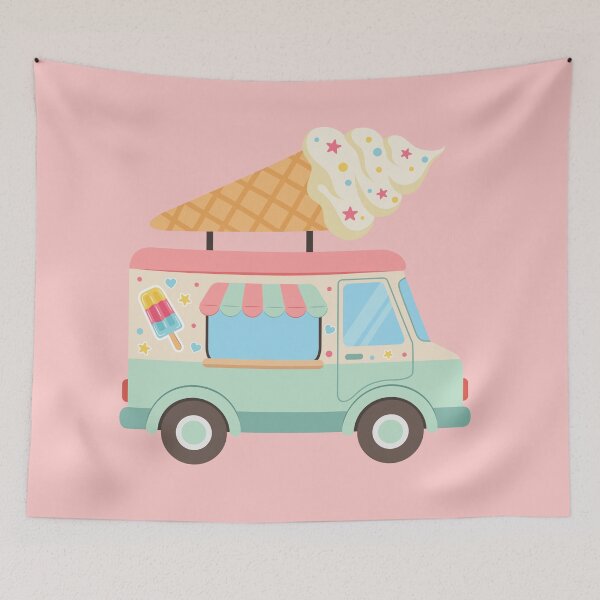 Item preview, Cute Pastel Ice Cream Truck Illustration designed and sold by Lamlamiu.
