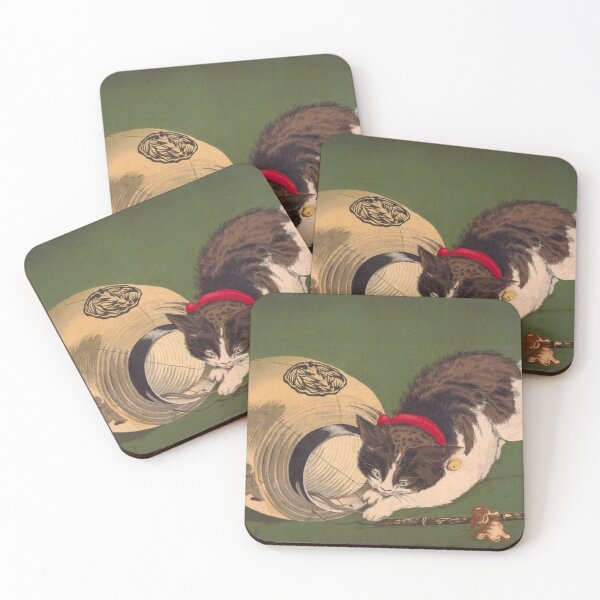 Item preview, Kiyochika Cat and Paper Lantern Vintage Japanese Art designed and sold by vekotpu.