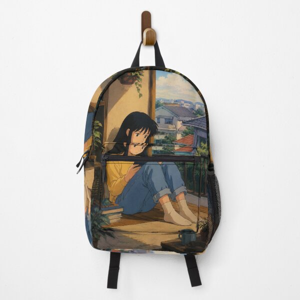 Item preview, 90s Anime Girl Reading Balcony - Japanese Aesthetic designed and sold by bapupa.
