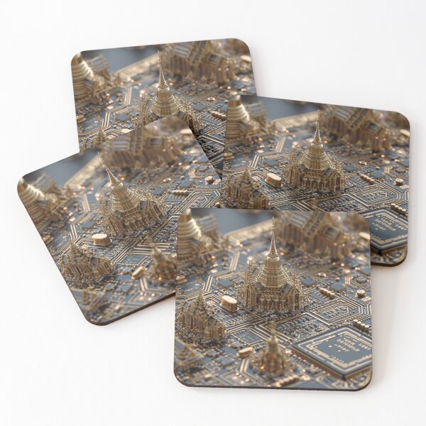 Item preview, Golden Temple Circuit Board Digital Art designed and sold by Visual Foundry.