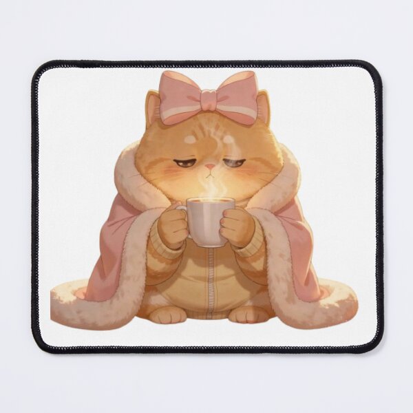 Item preview, Cozy Morning Coffee Cat Blanket designed and sold by Moody Vibes Studio.
