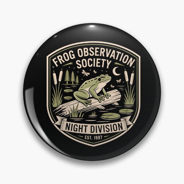 Item preview, Frog Observation Society Night Division Vintage Badge designed and sold by DONT ASK CLUB.