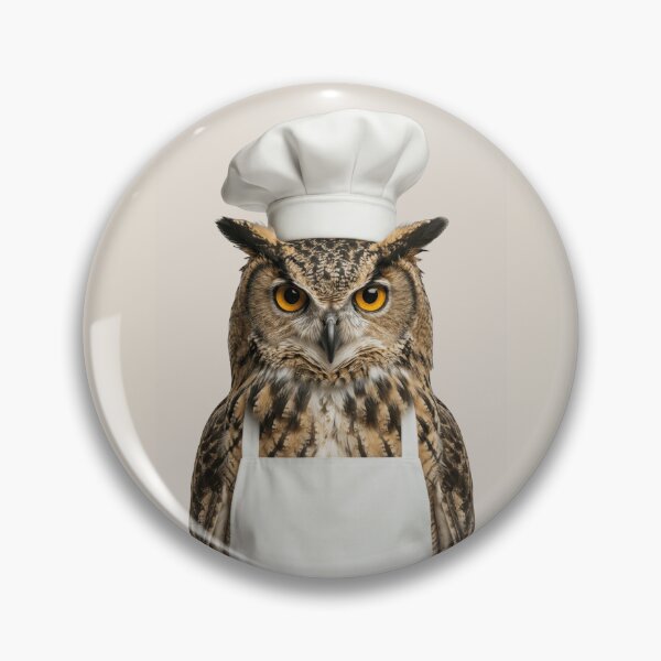 Item preview, Funny Great Horned Owl Chef Realistic Animal Cooking Humor Art designed and sold by LazyOwlStore.