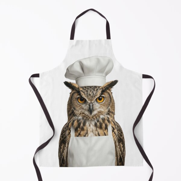 Item preview, Funny Great Horned Owl Chef Realistic Animal Cooking Humor Art designed and sold by LazyOwlStore.