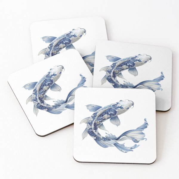 Item preview, Japanese Blue Willow Koi Artwork  designed and sold by NivyasArtistry.