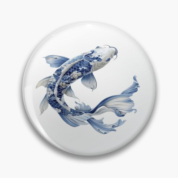 Item preview, Japanese Blue Willow Koi Artwork  designed and sold by NivyasArtistry.