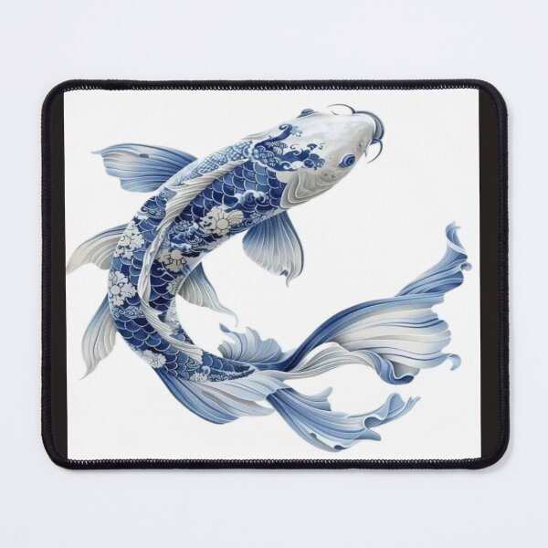 Item preview, Japanese Blue Willow Koi Artwork  designed and sold by NivyasArtistry.