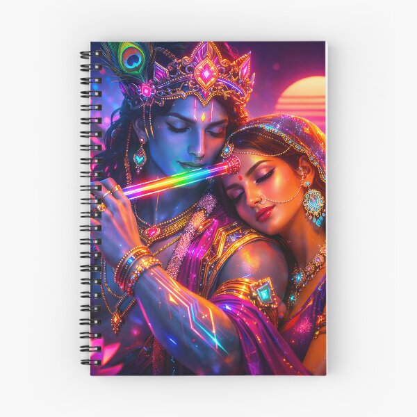 Item preview, Radha & Krishna Prismatic Flute Harmony8 — Hindu God Art | Cyberpunk designed and sold by CosmicLotusArt.