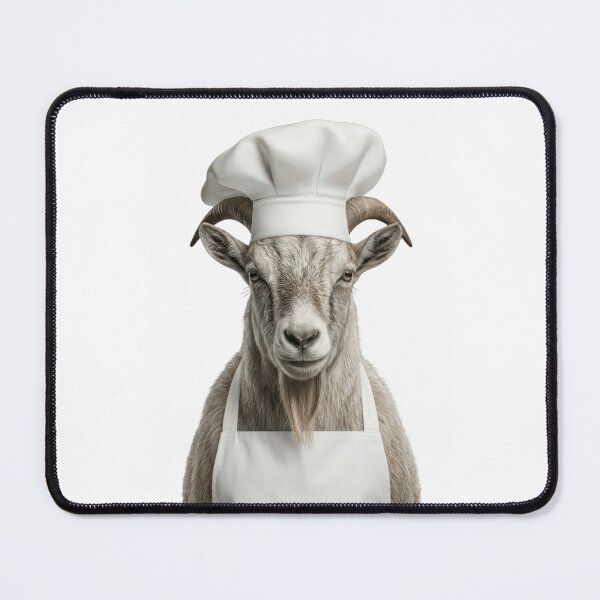 Item preview, Funny Mountain Goat Chef Realistic Animal Cooking Humor Art designed and sold by LazyOwlStore.