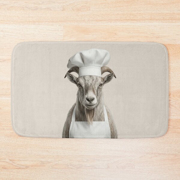 Item preview, Funny Mountain Goat Chef Realistic Animal Cooking Humor Art designed and sold by LazyOwlStore.