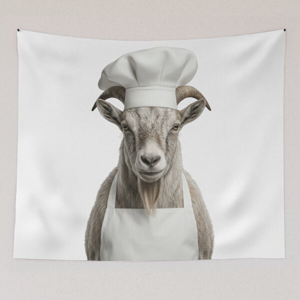 Item preview, Funny Mountain Goat Chef Realistic Animal Cooking Humor Art designed and sold by LazyOwlStore.