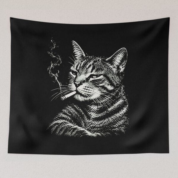 Item preview, Smoking Cat Portrait Cool Tabby Art T-Shirt designed and sold by StranHabesre51.