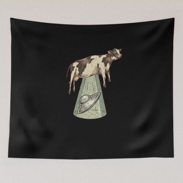 Item preview, Cow Abduction UFO Funny Farm Alien designed and sold by elderberry.