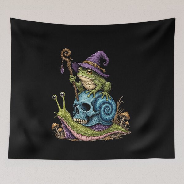 Item preview, Wizard Frog Riding Skull Snail designed and sold by elderberry.