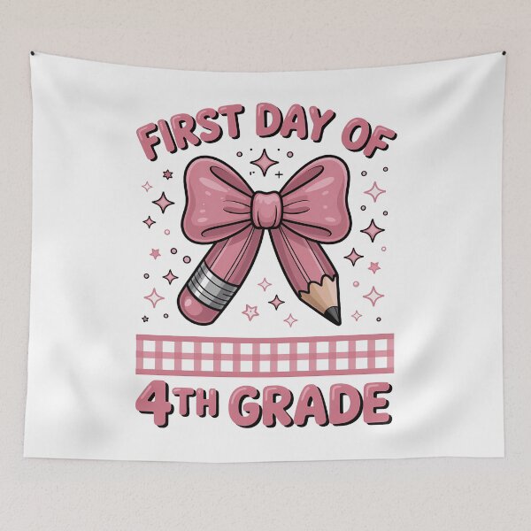 Item preview, First Day of 4th Grade Coquette Back to School Girls designed and sold by sailorjessiArt.