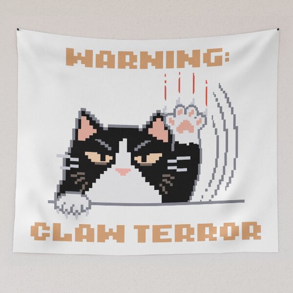 Item preview, Warning: Claw Terror │ Pixel Cat designed and sold by sixsixsix.shop.