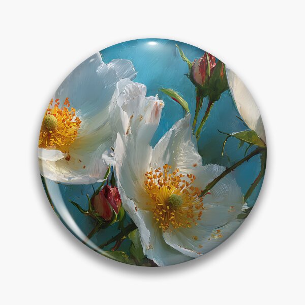 Item preview, Georgia Cherokee Rose, Elegant White Wildflower Teal Blue Art Print designed and sold by daila70.