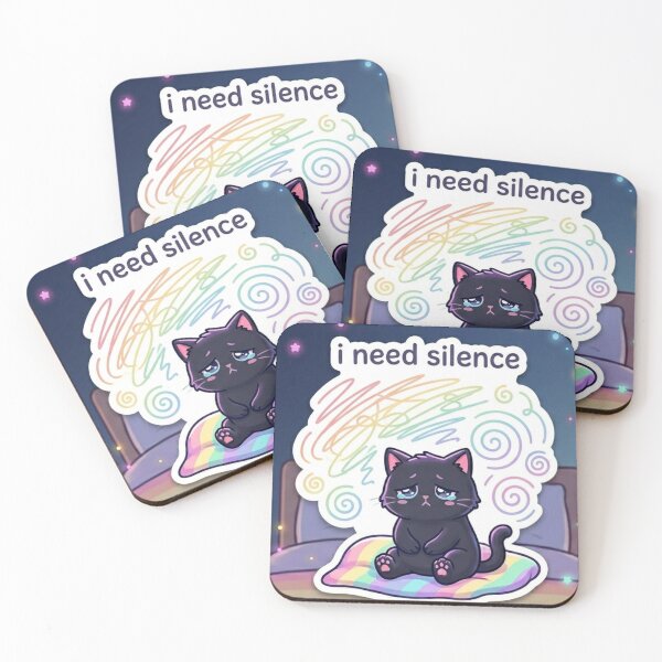 Item preview, I Need Silence – Colorful Emotional Cat Sticker designed and sold by Elviqus Shop.
