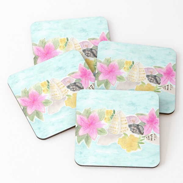 Item preview, Tropical Flowers and Pacific Ocean Shells Treasure Trove  designed and sold by FaireWaveArt.