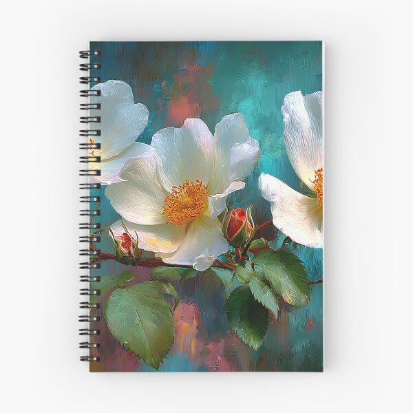 Item preview, Cherokee Rose Art, Georgia State Flower Coral Teal Floral Illustration designed and sold by daila70.