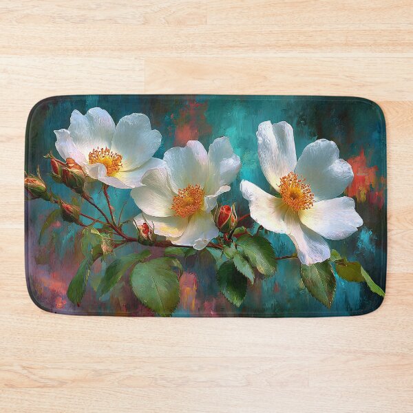 Item preview, Cherokee Rose Art, Georgia State Flower Coral Teal Floral Illustration designed and sold by daila70.