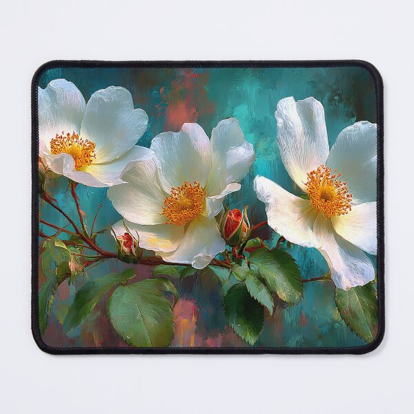 Item preview, Cherokee Rose Art, Georgia State Flower Coral Teal Floral Illustration designed and sold by daila70.