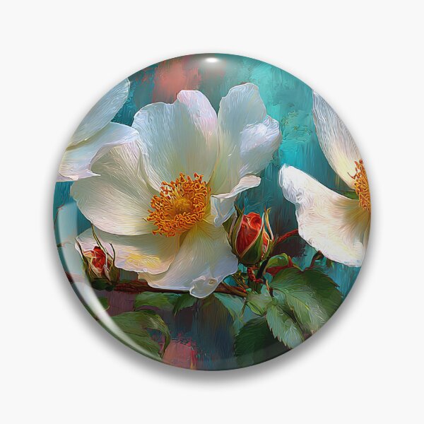 Item preview, Cherokee Rose Art, Georgia State Flower Coral Teal Floral Illustration designed and sold by daila70.