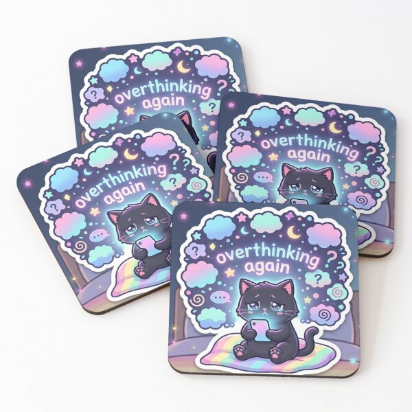 Item preview, Overthinking Again – Cozy Colorful Cat Sticker designed and sold by Elviqus Shop.