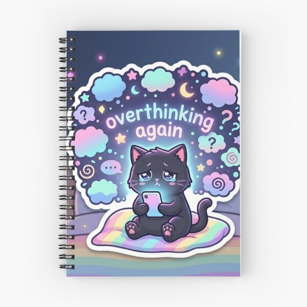 Item preview, Overthinking Again – Cozy Colorful Cat Sticker designed and sold by Elviqus Shop.