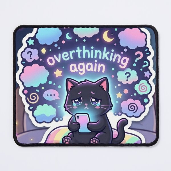 Item preview, Overthinking Again – Cozy Colorful Cat Sticker designed and sold by Elviqus Shop.