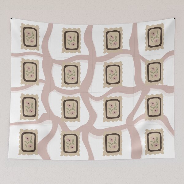 Item preview, Vintage Floral Frame Pattern – Retro Cottagecore Ribbon Design designed and sold by Barelythere2324.