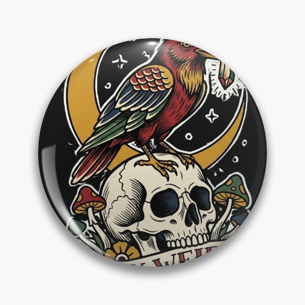 Item preview, Stay Weird Three Eyed Crow Crystal Tattoo Flash Mystical Witchy Tee designed and sold by afarkar.