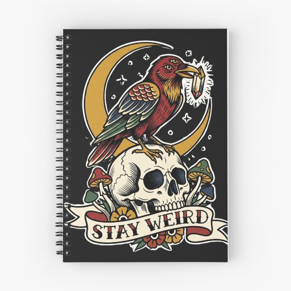 Item preview, Stay Weird Three Eyed Crow Crystal Tattoo Flash Mystical Witchy Tee designed and sold by afarkar.