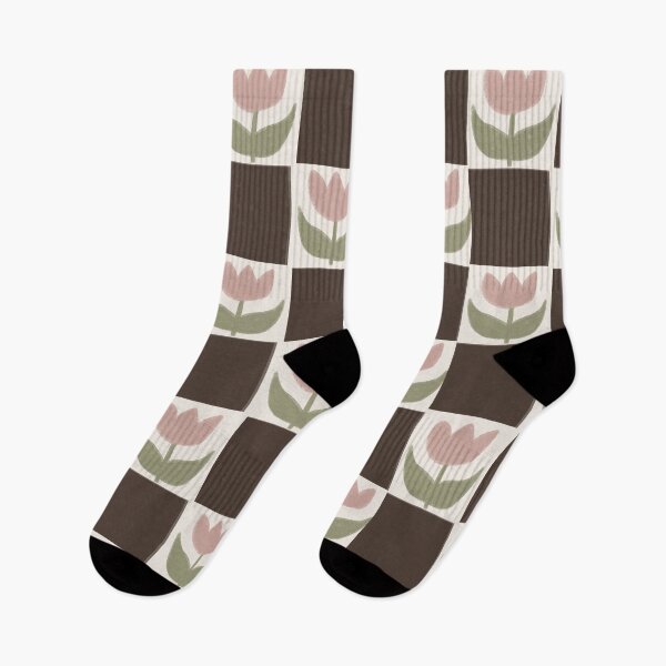 Item preview, Retro Tulip Checkerboard Pattern – Minimal Cottagecore Floral Design designed and sold by Barelythere2324.