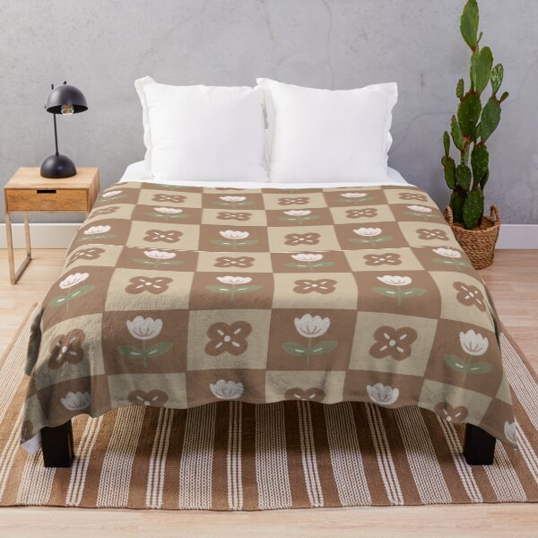Item preview, Retro Floral Checkerboard Pattern – Minimal Folk Art Flower Design designed and sold by Barelythere2324.
