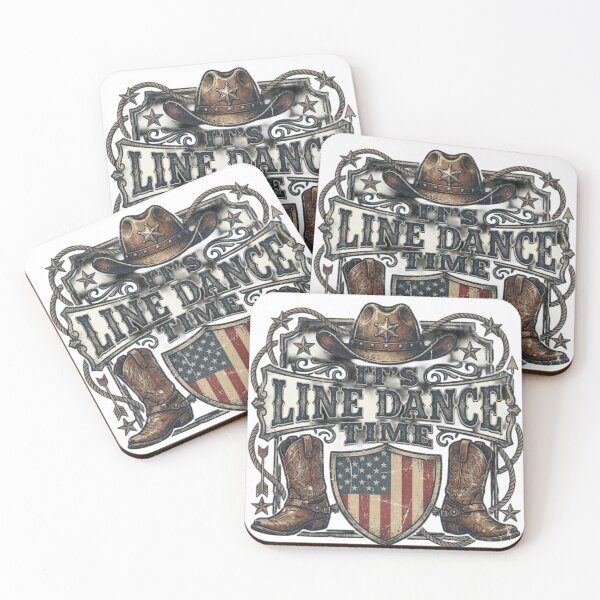 Item preview, It’sLineDanceTime – WesternCowgirlDesign – RusticCountryVintageStyle – USAPatrioticBootsandHat designed and sold by ShirtsUp-Lane.