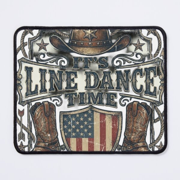 Item preview, It’sLineDanceTime – WesternCowgirlDesign – RusticCountryVintageStyle – USAPatrioticBootsandHat designed and sold by ShirtsUp-Lane.